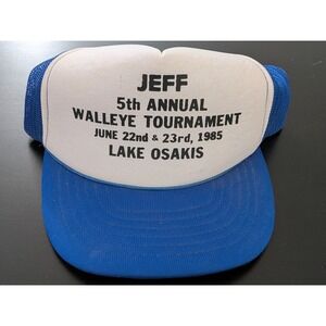 JEFF 5th‎ Annual Walleye Tournament 1985 Lake Osakis Trucker Hat Snapback OSFM